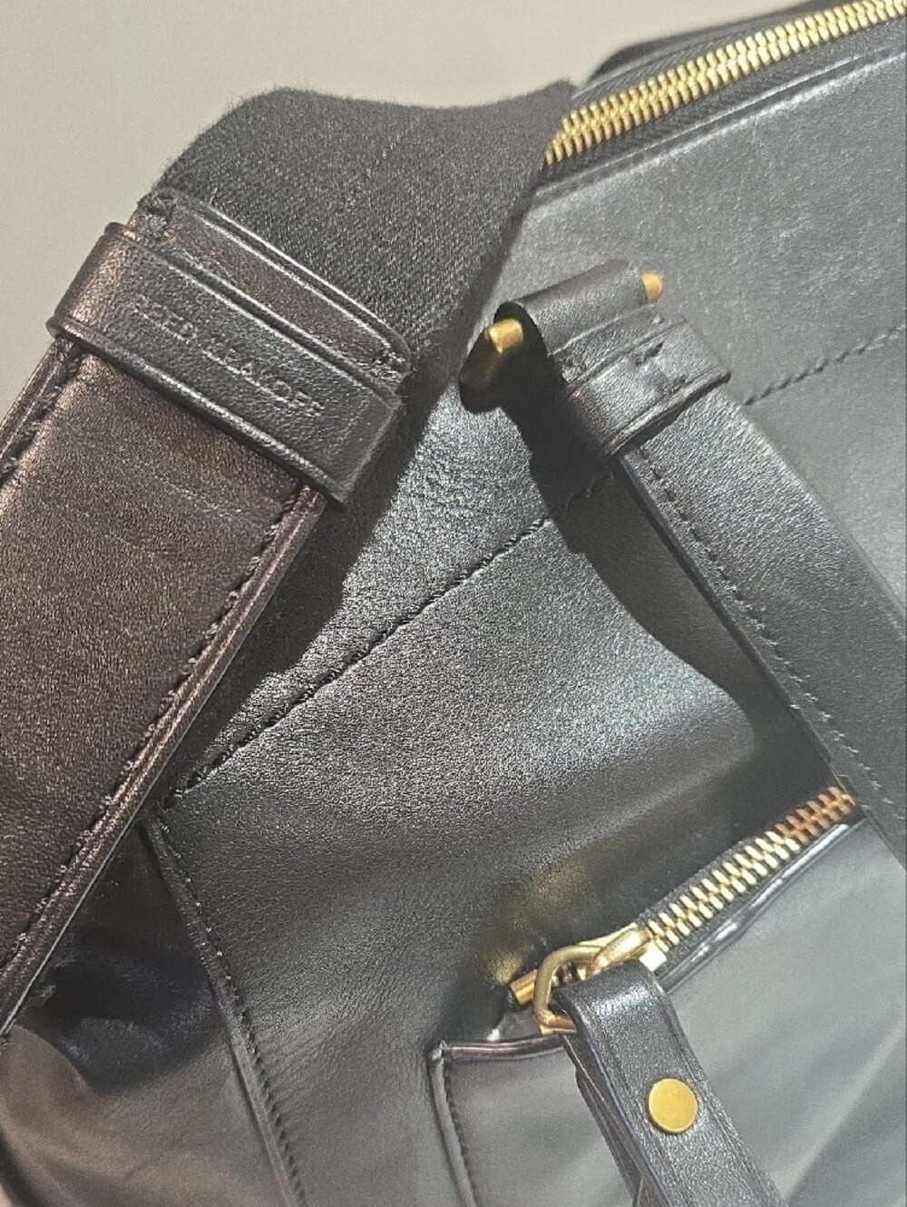 Reed Krakoff Large Black Leather Shoulder Tote with Gold Hardware - Picture 12 of 16